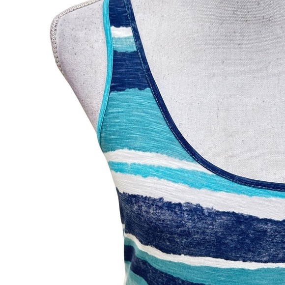 Life is good casual striped blues sleeveless slip on maxi dress size medium - Picture 4 of 9
